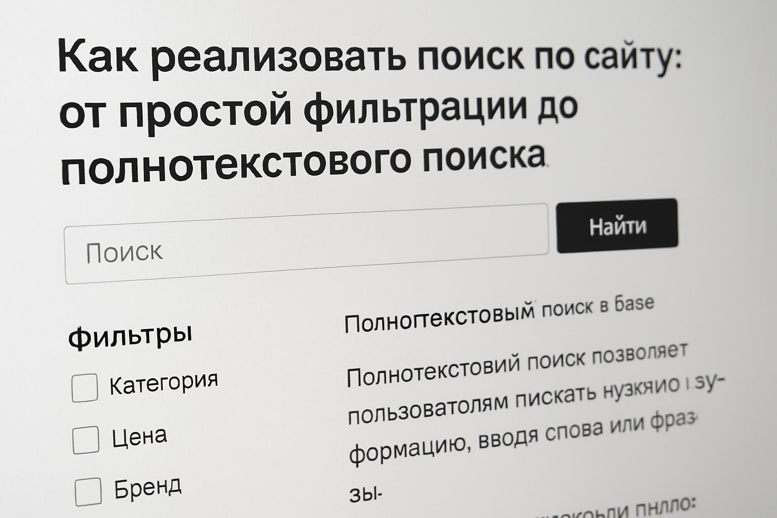 Как реализовать поиск по сайту: от простой фильтрации до полнотекстового поиска. Полнотекстовый поиск в базе